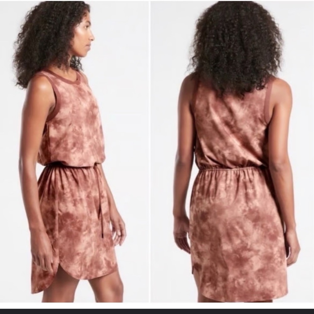 Athleta Brown Tie-Dye Mini Dress